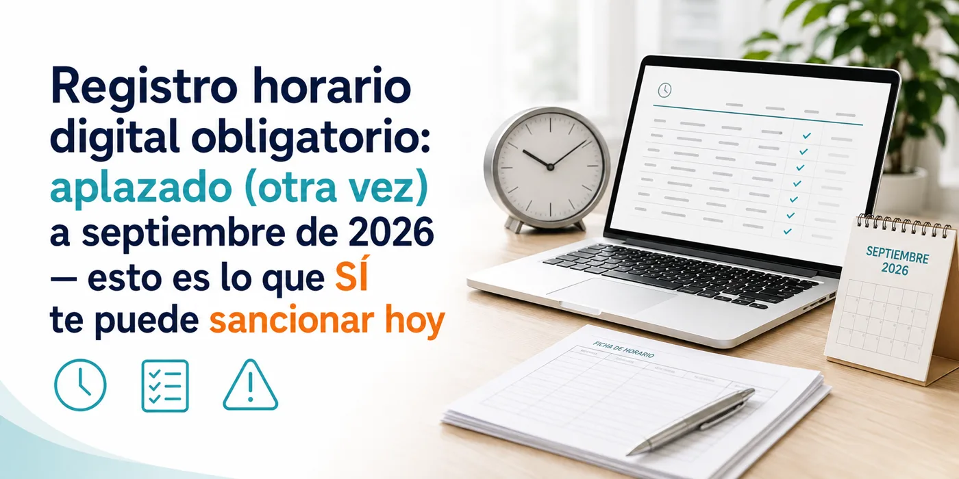 Registro horario digital obligatorio: aplazado (otra vez) a septiembre de 2026 — esto es lo que SÍ te puede sancionar hoy