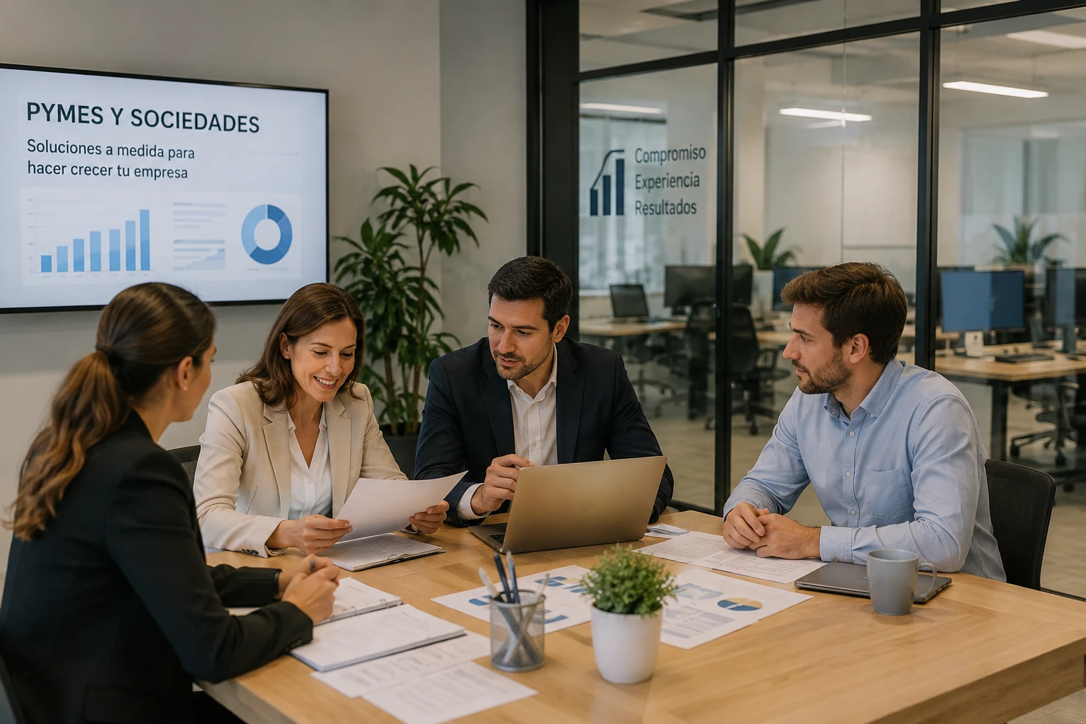 Reunión de trabajo en una pyme